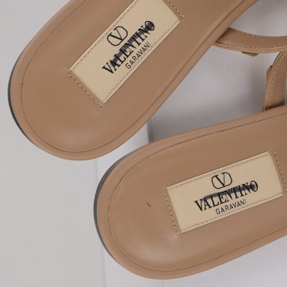 Valentino Rockstud Flat Sandal with Cabochon Stones, Rose Cannelle, EU 39 - Picture 6 of 12